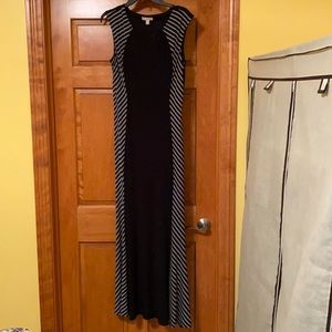 Dress Barn Black Maxi Dress with White Detail